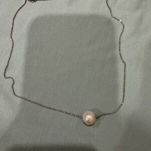 Delicate Silver Chain Necklace with Single White Pearl